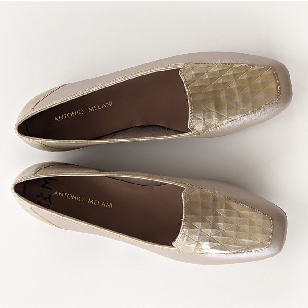Antonio Melani Stone Grey Diamond Empire Leather Loafers - 8.5